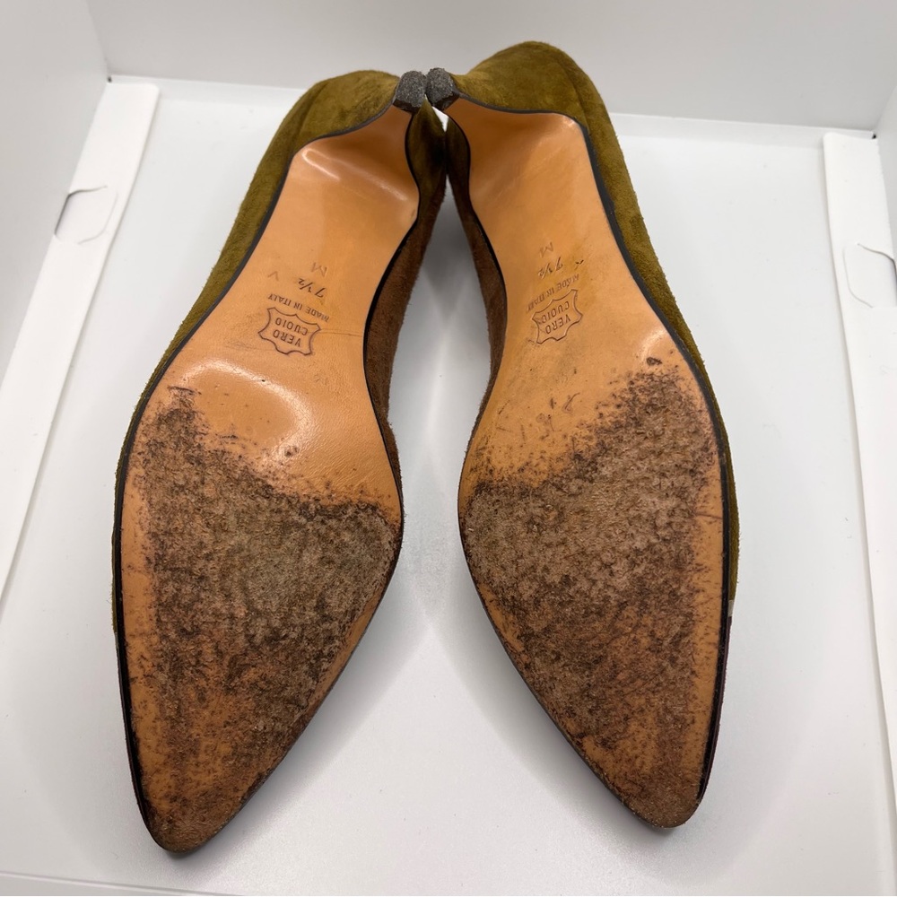 Vintage Bally Suede Multicolour Heels shoes Gold Pointed Toe Italy Rosalyn Pumps - Picture 8 of 12
